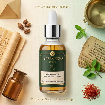 Two Civilizations One Plant — Cleopatra's Egyptian apothecary heritage and Kerala Ayurvedic recipe, fused into one bottle